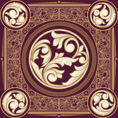 Marsala çerçeve altın telkari, vektör çizim ile