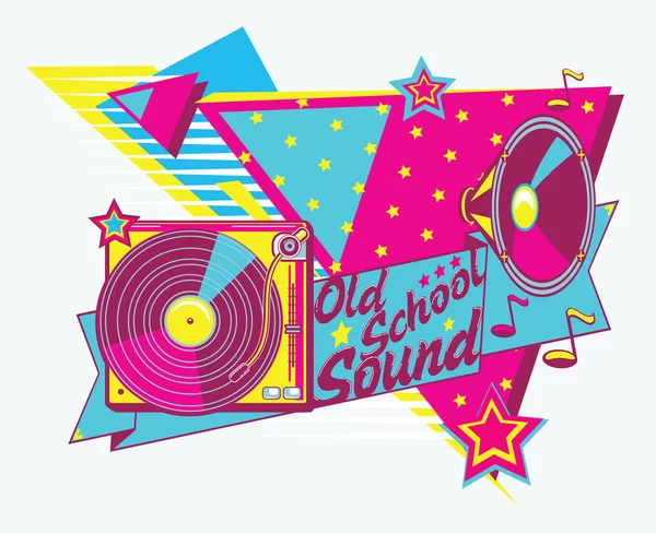 Old School Sound Bunte Musik Design Vektorillustration — Stockvektor