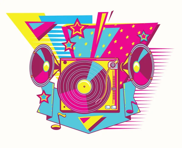 80S Disco Party Funky Kleurrijke Muziek Ontwerp Vectorillustratie — Stockvector