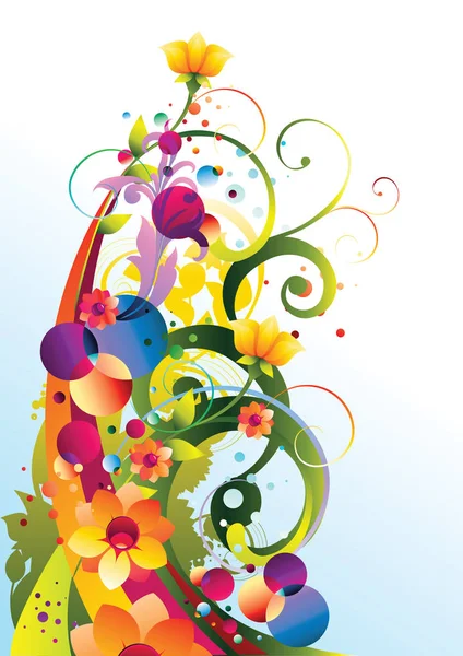 Carte Florale Colorée Avec Espace Copie Illustration Vectorielle — Image vectorielle