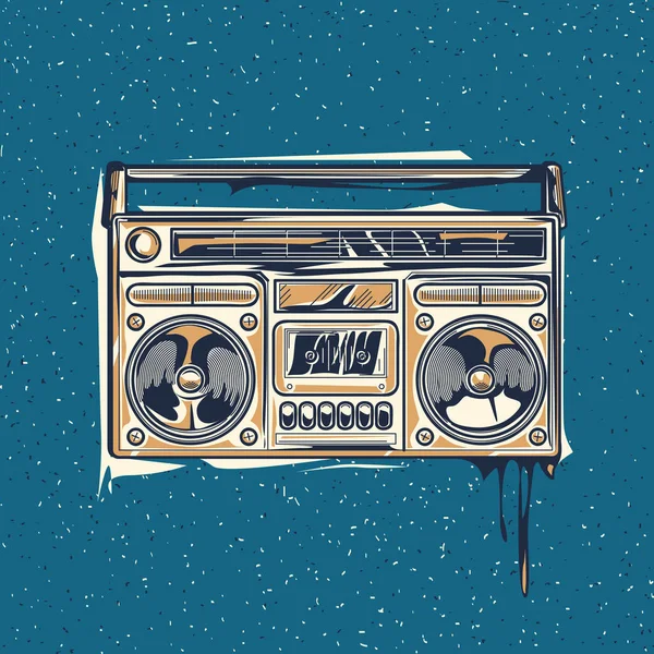 Boombox Emblema Vintage Ilustração Vetorial —  Vetores de Stock