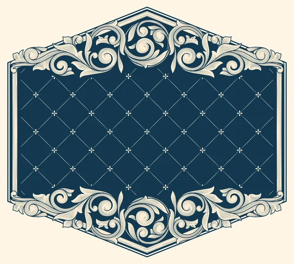 Blauw Decoratief Frame Met Florale Decoraties Beige Achtergrond Vectorillustratie — Stockvector