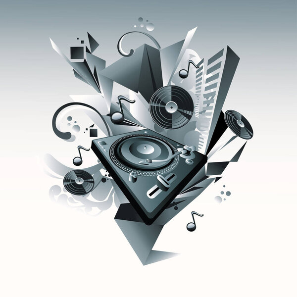 поворотный стол с эмблемой заметок на белом фоне, векторная иллюстрация
