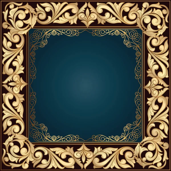 Vintage Sierlijke Frame Met Gouden Bloemen Elementen Vectorillustratie — Stockvector