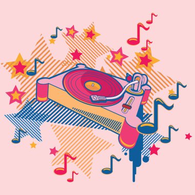 Pikap ve notlar renkli müzik tasarım