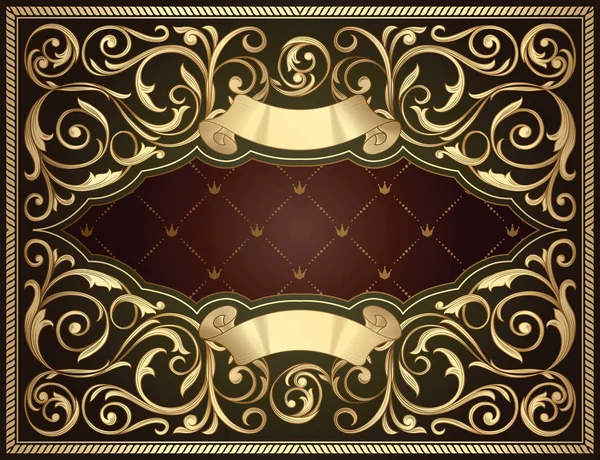 Projeto Vintage Decorativo Ornamentado Dourado — Vetor de Stock