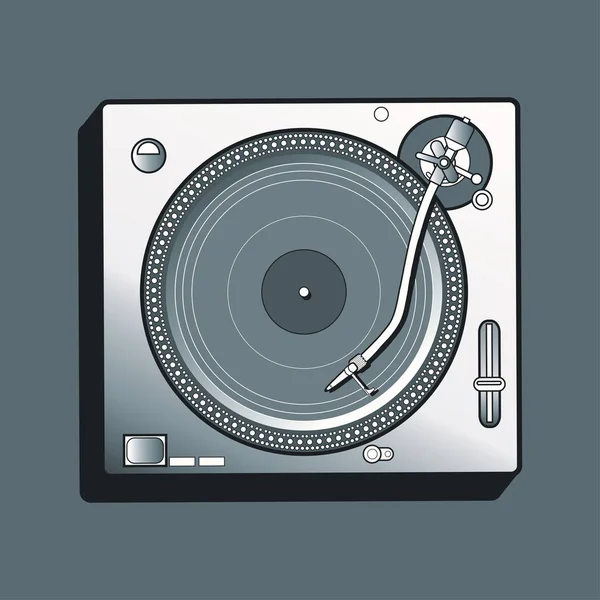 Monochrome Musical Turntable Icon — Stock Vector