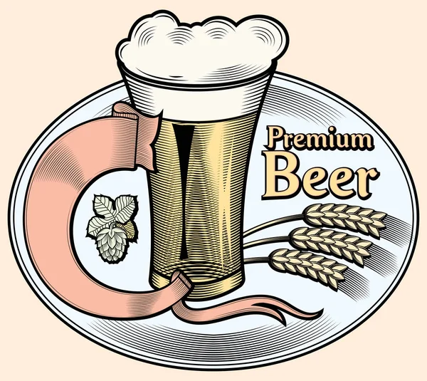 Premium Bier Decoratieve Embleem — Stockvector