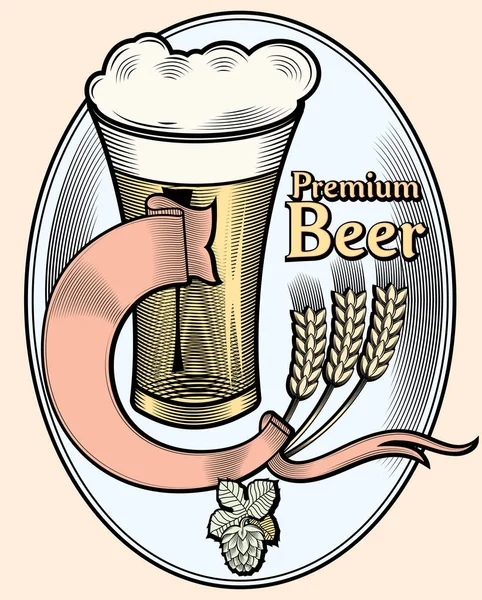 Emblema Decorativo Cerveza Premium — Vector de stock