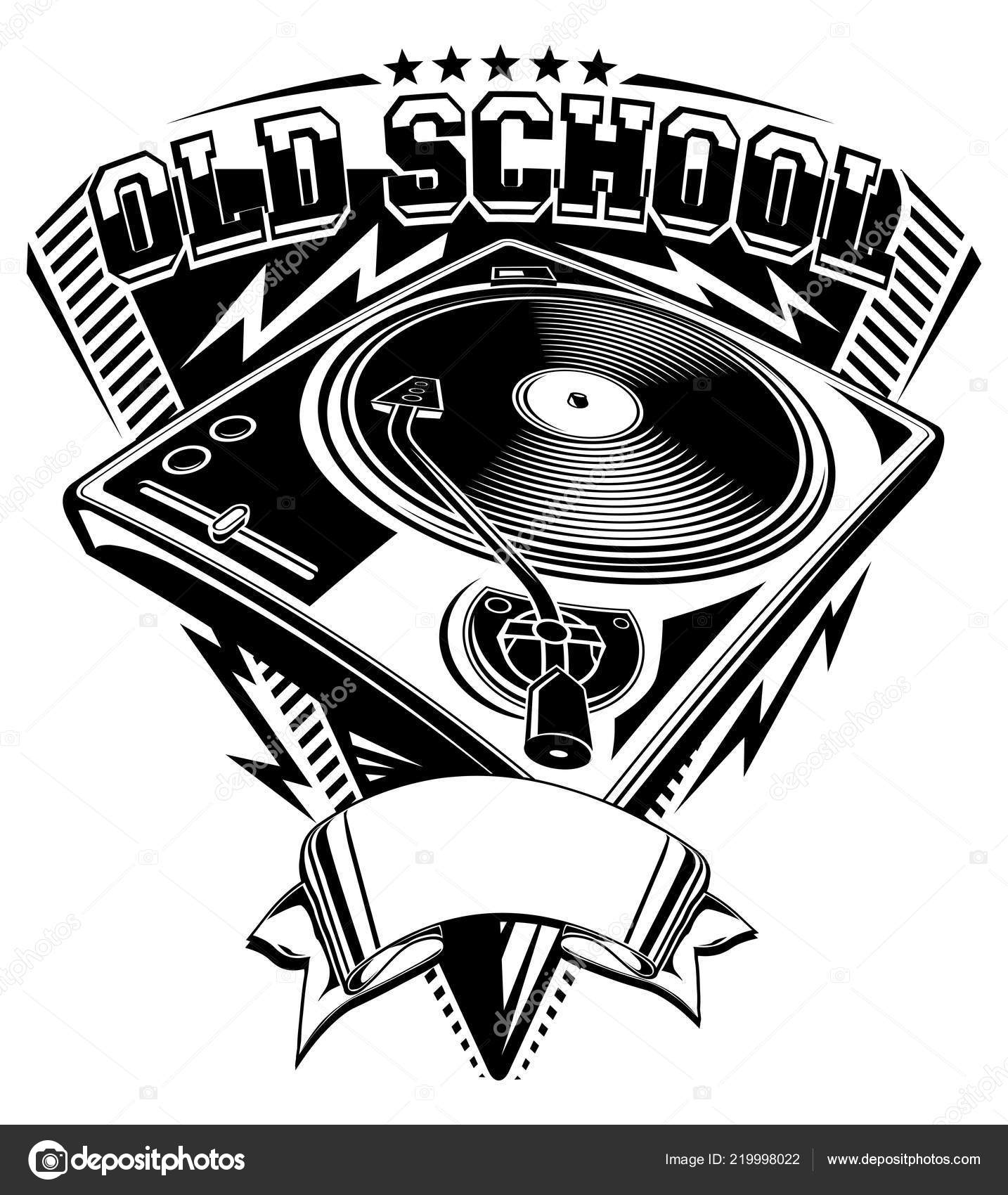 Old School Music Emblem Turntable Stock Vector by alex scholar 219998022