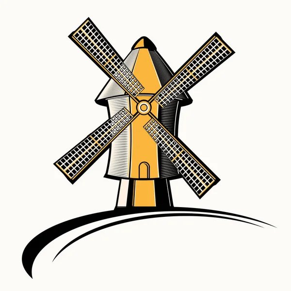 Tanda Bangunan Windmill Dekoratif - Stok Vektor