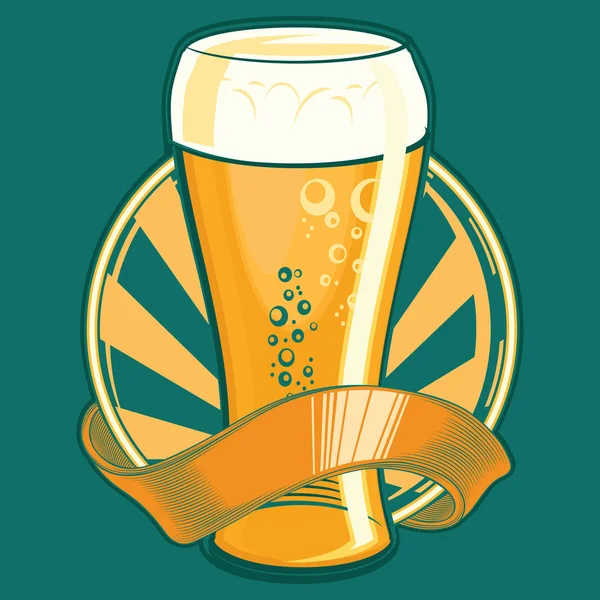 Glas Bier Decoratieve Embleem — Stockvector