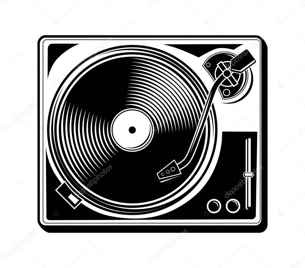 Black and white turntable icon