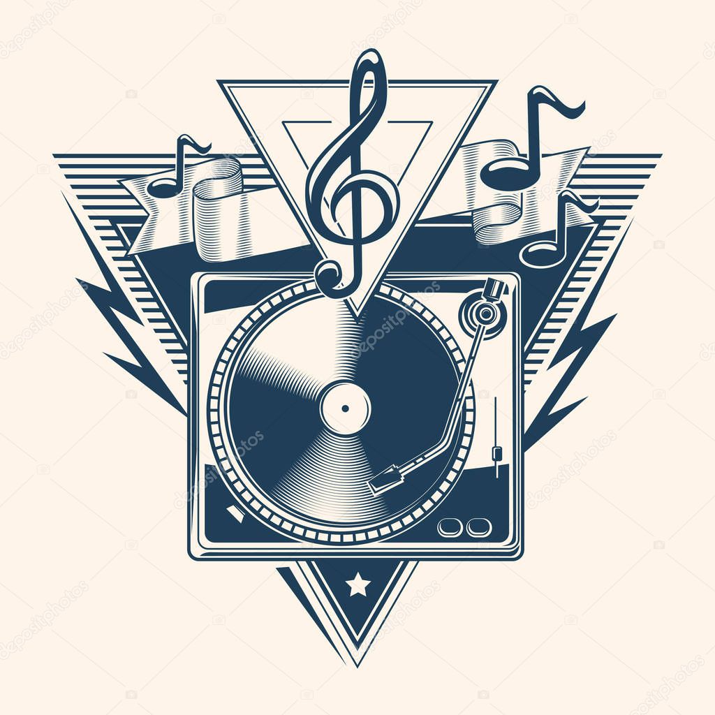 Turntable monochrome decorative emblem