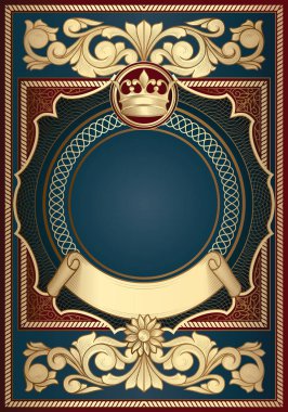 Altın süslü dekoratif vintage kartı