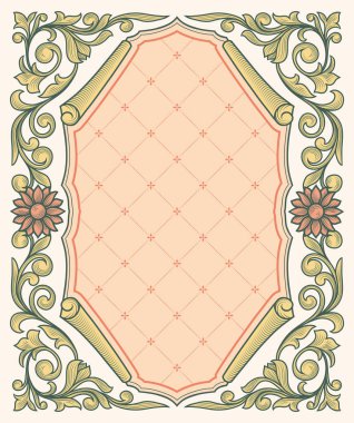 Süslü retro dekoratif çerçeve