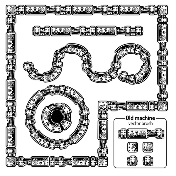 Abstract Industrial Machine Design Elements Pattern Brush Illustrator — Stock Vector