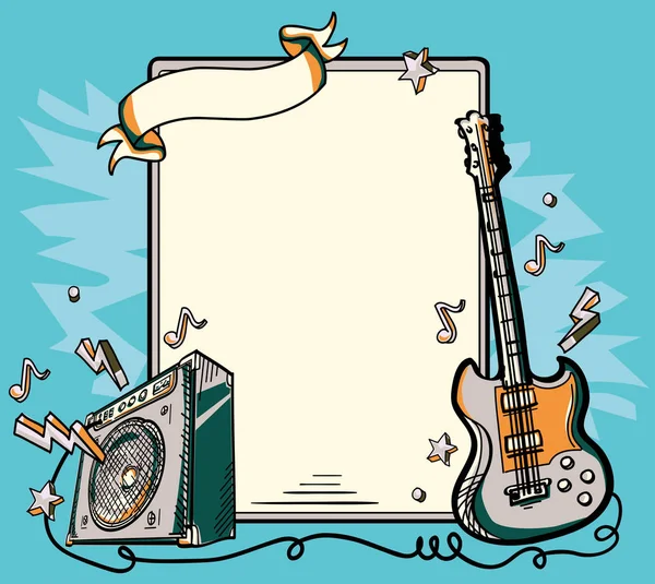 Affiche Musicale Guitare Amplificateur — Image vectorielle