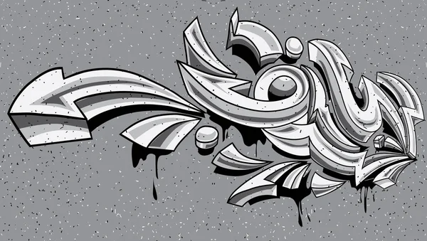 Abstracto Blanco Negro Funky Graffiti Flechas Vector Ilustración — Vector de stock