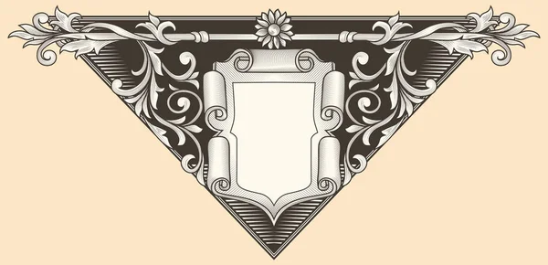 Vintage Adornado Insignia Decorativa Vector Ilustración — Vector de stock