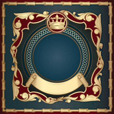 Altın süslü dekoratif vintage çiçek tasarım