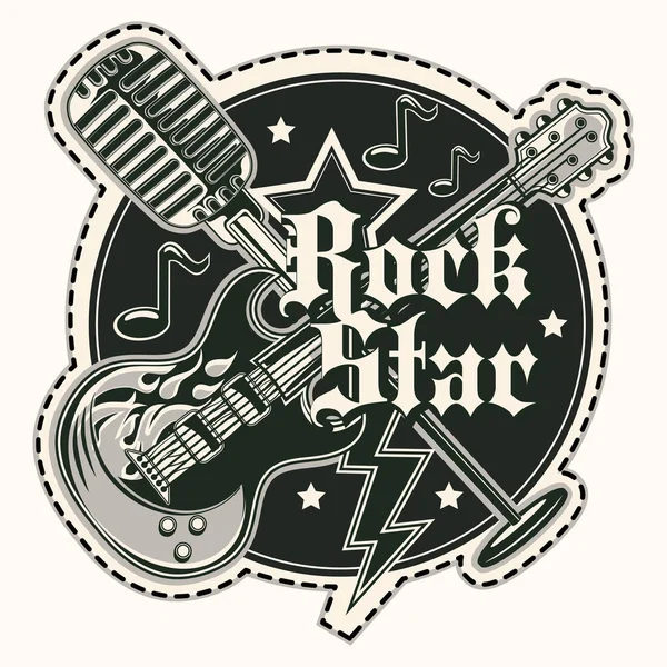 Estrela Rock Emblema Música —  Vetores de Stock