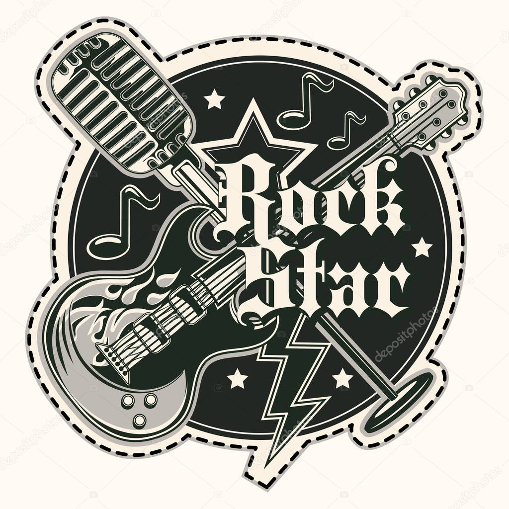 Rock star music emblem