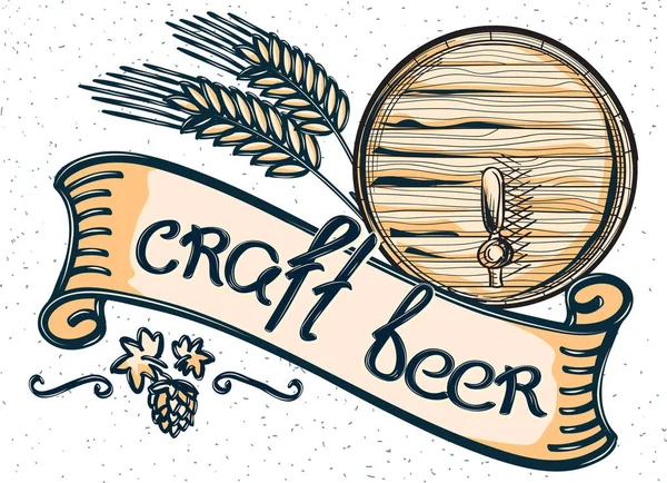 Craft Beer Dekoratives Emblem — Stockvektor