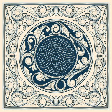 Vintage dekoratif süslü kart