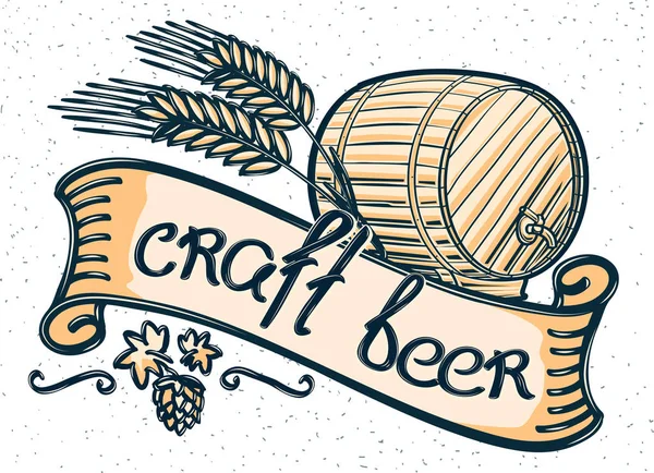 Artigianato Birra Emblema Decorativo — Vettoriale Stock