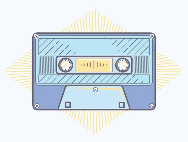 Cassette Audio Funky Emblème Moderne — Image vectorielle