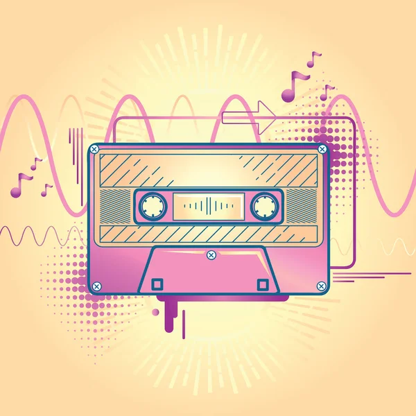 Audio Cassette Funky Diseño Música Moderna — Vector de stock