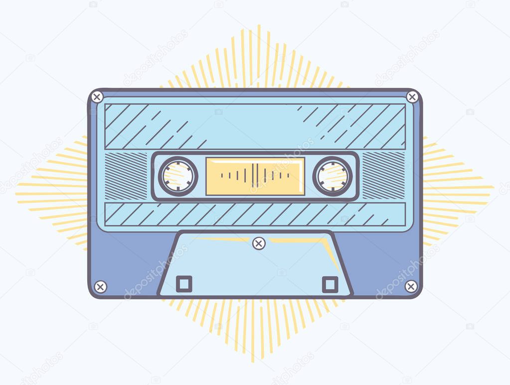 Audio cassette funky modern emblem