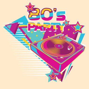 80s retro parti poster tasarımı
