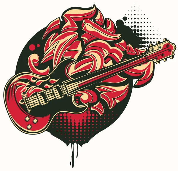 Rocková Kytara Graffiti Znak — Stockový vektor