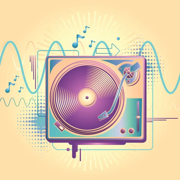 Funky Tocadiscos Diseño Música — Vector de stock