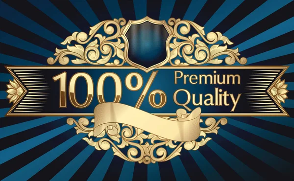 Premium Qualità Emblema Oro — Vettoriale Stock