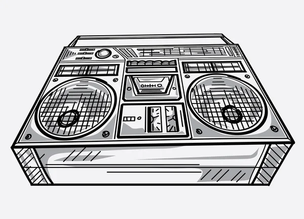 Vintage Drawn Tape Recorder — Stock Vector