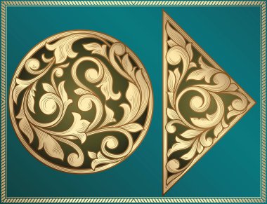 Altın süslü dekoratif tasarım öğeleri