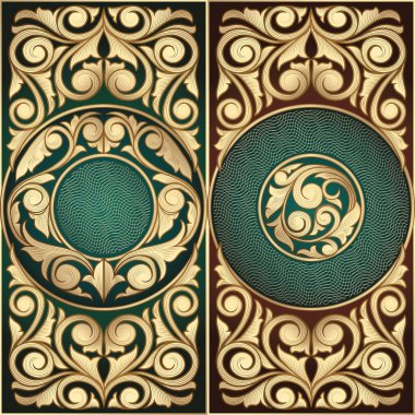 Altın süslü dekoratif vintage tasarımı