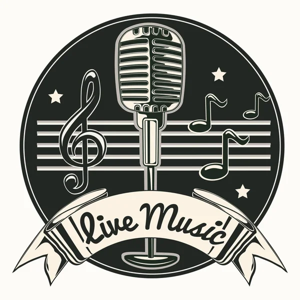Live music microphone emblem