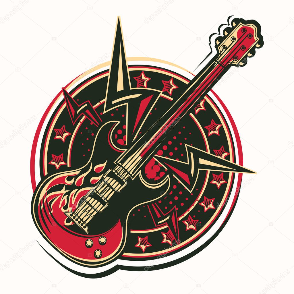 Rock guitar modern emblem