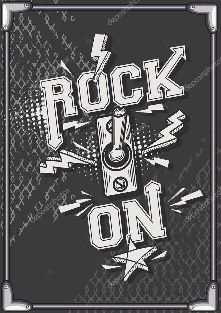 Rock on monochrome music poster
