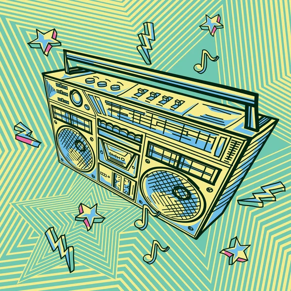 Funky Colorful Boom Box Graffiti Background Stock Vector Image by ©alex