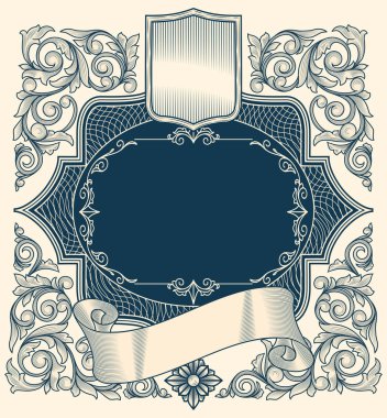 Vintage süslü art deco kartı