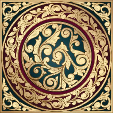 Altın süslü art deco vintage kartı