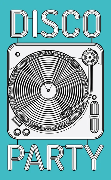 Disco Party Turntable Sign — Stock Vector