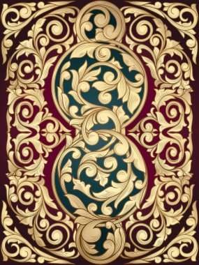 Altın süslü art deco vintage kartı