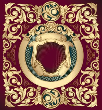 Altın süslü art deco vintage kartı