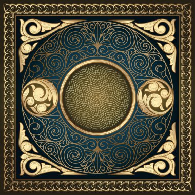 Altın süslü art deco vintage kartı